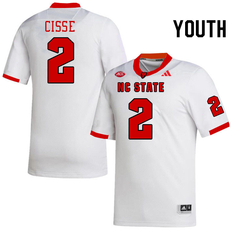 Youth #2 Brandon Cisse NC State Wolfpack College Football Jerseys Stitched-White